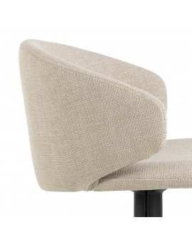 NELA Beige (stof Basel 24)/zwarte poten - DRAAIBARE BARKRUK MET BEKLEDING - VOOR   KEUKEN SALON RESTAURANT