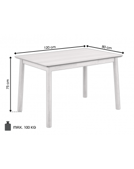 ZARION Eiken Natuur – KEUKENTAFEL 120 cm IN HOUTFINEER