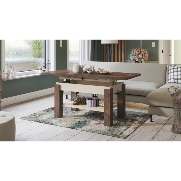 ASTORIA bruine eik / beige, opklapbare salontafel ASTORIA bruine eik / beige, opklapbare salontafel