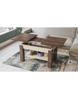 ASTORIA bruine eik / beige, opklapbare salontafel