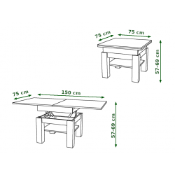 CLEO ARTISAN EIK, UITSCHUIFBARE SALONTAFEL