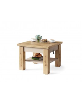 CLEO ARTISAN EIK / BEIGE, UITSCHUIFBARE SALONTAFEL
