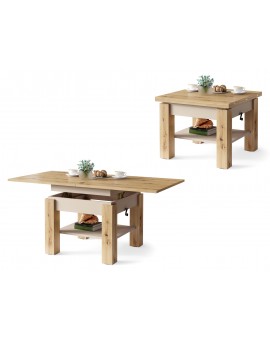 CLEO ARTISAN EIK / BEIGE, UITSCHUIFBARE SALONTAFEL