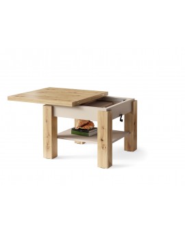 CLEO ARTISAN EIK / BEIGE, UITSCHUIFBARE SALONTAFEL