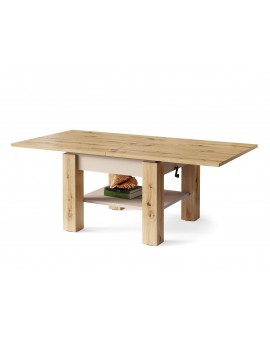 CLEO ARTISAN EIK / BEIGE, UITSCHUIFBARE SALONTAFEL