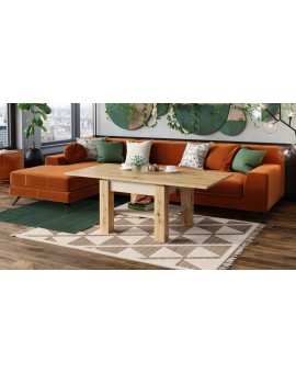 CLEO ARTISAN EIK / BEIGE, UITSCHUIFBARE SALONTAFEL