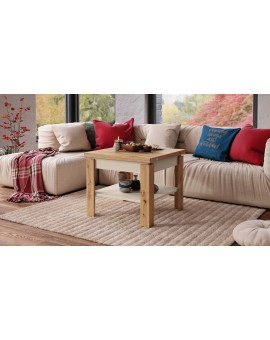 LEO Artisan Eiken / beige - KOFFIETAFEL MET UITKLAPBAAR BLAD