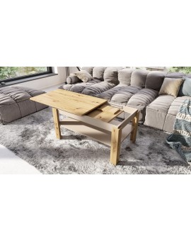 ASTI-R Dub Artisan/béžová - moderný konferenčný stolík s rozkladacou doskou