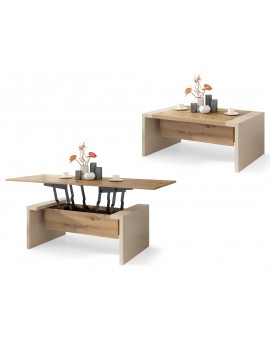 SPACE EIKEN ARTISAN / BEIGE, OPKLAPBARE SALONTAFEL, IN HOOGTE VERSTELBAAR