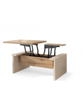 SPACE EIKEN ARTISAN / BEIGE, OPKLAPBARE SALONTAFEL, IN HOOGTE VERSTELBAAR