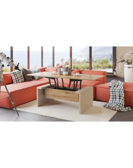 SPACE EIKEN ARTISAN / BEIGE, OPKLAPBARE SALONTAFEL, IN HOOGTE VERSTELBAAR