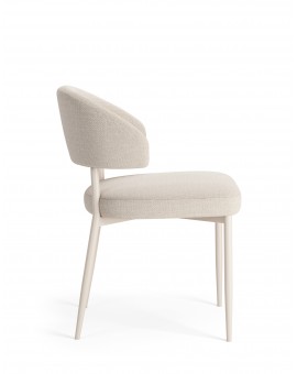 IRIS Beige (stof Basel 24) / beige onderstel – MODERNE GESTOFFEERDE STOEL VOOR WOONKAMER / EETKAMER IN BOHO-STIJL