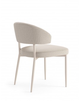 IRIS Beige (stof Basel 24) / beige onderstel – MODERNE GESTOFFEERDE STOEL VOOR WOONKAMER / EETKAMER IN BOHO-STIJL