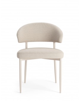 IRIS Beige (stof Basel 24) / beige onderstel – MODERNE GESTOFFEERDE STOEL VOOR WOONKAMER / EETKAMER IN BOHO-STIJL