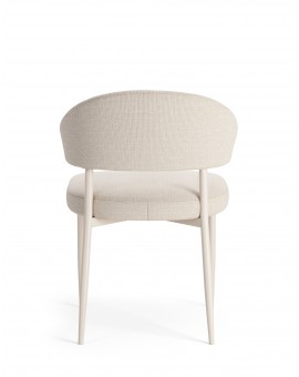 IRIS Beige (stof Basel 24) / beige onderstel – MODERNE GESTOFFEERDE STOEL VOOR WOONKAMER / EETKAMER IN BOHO-STIJL