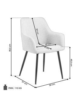 VERA Beige (stof Basel 24) - MODERNE KUIPVORMIGE GESTOFFEERDE STOEL VOOR WOONKAMER / LOFT