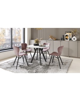 ALMO 100 Wit Mat/Zwarte poten - RONDE LOFT/INDUSTRIËLE TAFEL VOOR WOONKAMER/EETKAMER, UITSCHUIFBAAR