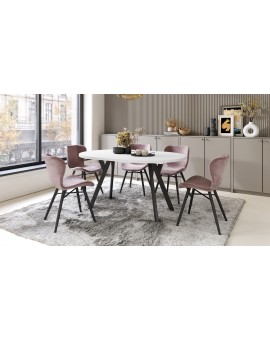 ALMO 100 Wit Mat/Zwarte poten - RONDE LOFT/INDUSTRIËLE TAFEL VOOR WOONKAMER/EETKAMER, UITSCHUIFBAAR