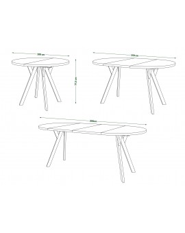 ALDO 100 Wit Mat/Zwarte poten - RONDE LOFT/INDUSTRIËLE TAFEL VOOR WOONKAMER/EETKAMER, UITSCHUIFBAAR