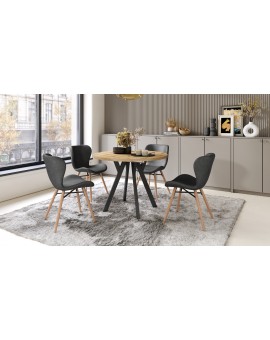 ALMO 100 Eiken Artisan/Zwarte poten - RONDE LOFT/INDUSTRIËLE TAFEL VOOR WOONKAMER/EETKAMER, UITSCHUIFBAAR