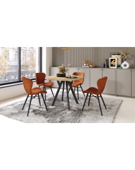 ALMO 100 Eiken Craft Gold/Zwarte poten - RONDE LOFT/INDUSTRIËLE TAFEL VOOR WOONKAMER/EETKAMER, UITSCHUIFBAAR