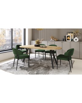 ALMO 100 Eiken Craft Gold/Zwarte poten - RONDE LOFT/INDUSTRIËLE TAFEL VOOR WOONKAMER/EETKAMER, UITSCHUIFBAAR