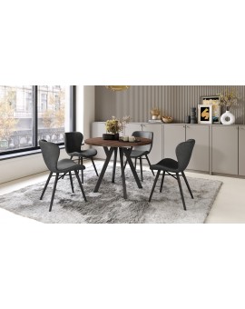 ALMO 100 Eiken Bruin/Zwarte poten - RONDE LOFT/INDUSTRIËLE TAFEL VOOR WOONKAMER/EETKAMER, UITSCHUIFBAAR
