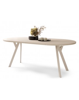 ALDO 100 Beige/Beige poten - RONDE LOFT/INDUSTRIËLE TAFEL VOOR WOONKAMER/EETKAMER, UITSCHUIFBAAR