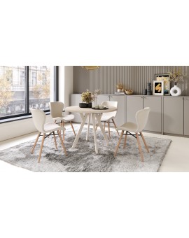 ALDO 100 Beige/Beige poten - RONDE LOFT/INDUSTRIËLE TAFEL VOOR WOONKAMER/EETKAMER, UITSCHUIFBAAR