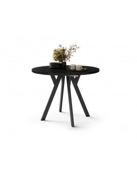ALDO 100 Zwarte/Zwarte poten - RONDE LOFT/INDUSTRIËLE TAFEL VOOR WOONKAMER/EETKAMER, UITSCHUIFBAAR