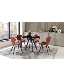 ALMO 100 Zwarte/Zwarte poten - RONDE LOFT/INDUSTRIËLE TAFEL VOOR WOONKAMER/EETKAMER, UITSCHUIFBAAR