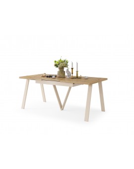 AVERY Eikenhout Artisan/onderkant beige - LOFT/INDUSTRIËLE TAFEL VOOR WOONKAMER / EETKAMER UITKLAPBAAR TOT 290 cm!