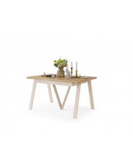 AVERY Eikenhout Artisan/onderkant beige - LOFT/INDUSTRIËLE TAFEL VOOR WOONKAMER / EETKAMER UITKLAPBAAR TOT 290 cm!