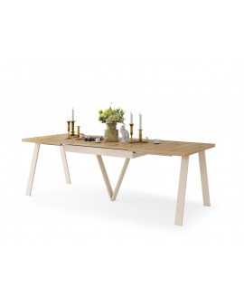AVERY Eikenhout Artisan/onderkant beige - LOFT/INDUSTRIËLE TAFEL VOOR WOONKAMER / EETKAMER UITKLAPBAAR TOT 290 cm!