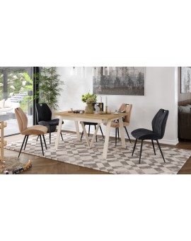 AVERY Eikenhout Artisan/onderkant beige - LOFT/INDUSTRIËLE TAFEL VOOR WOONKAMER / EETKAMER UITKLAPBAAR TOT 290 cm!