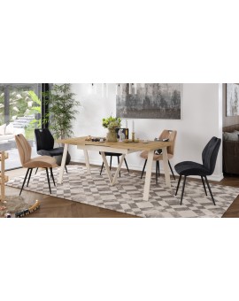 AVERY Eikenhout Artisan/onderkant beige - LOFT/INDUSTRIËLE TAFEL VOOR WOONKAMER / EETKAMER UITKLAPBAAR TOT 290 cm!