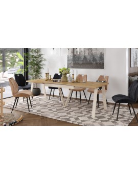 AVERY Eikenhout Artisan/onderkant beige - LOFT/INDUSTRIËLE TAFEL VOOR WOONKAMER / EETKAMER UITKLAPBAAR TOT 290 cm!