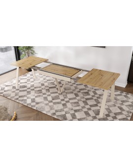 AVERY Eikenhout Artisan/onderkant beige - LOFT/INDUSTRIËLE TAFEL VOOR WOONKAMER / EETKAMER UITKLAPBAAR TOT 290 cm!