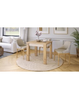 FONTE Eikenhout Artisan / beige - KLASSIEKE KEUKEN- /WOONKAMERTAFEL 85x75 UITKLAPBAAR TOT 130 cm!