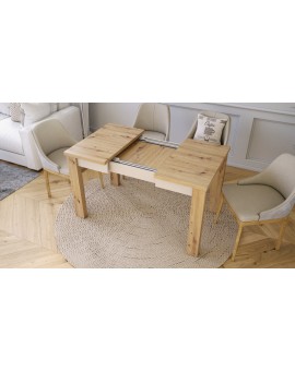 FONTE Eikenhout Artisan / beige - KLASSIEKE KEUKEN- /WOONKAMERTAFEL 85x75 UITKLAPBAAR TOT 130 cm!