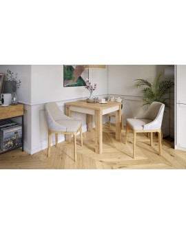 FONTE Eikenhout Artisan / beige - KLASSIEKE KEUKEN- /WOONKAMERTAFEL 85x75 UITKLAPBAAR TOT 130 cm!