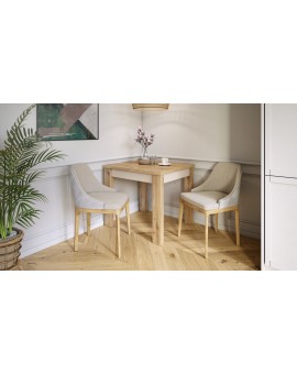 FONTE Eikenhout Artisan / beige - KLASSIEKE KEUKEN- /WOONKAMERTAFEL 85x75 UITKLAPBAAR TOT 130 cm!
