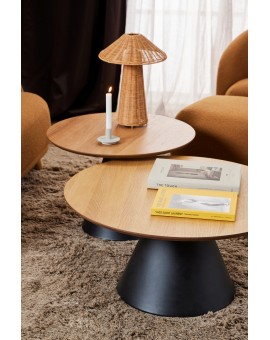 BOSCO Natuurlijke eik / zwarte poot – RONDE SALONTAFEL 65 cm SALONTAFEL MET FINEER