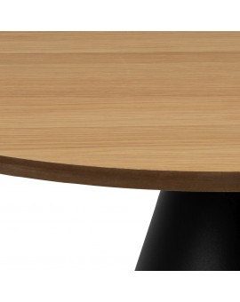 BOSCO Prírodný dub / čierna noha – OKRÚHLY KÁVOVÝ STOLÍK 65 cm, KONFERENČNÝ STOLÍK DO OBÝVAČKY, DYHA