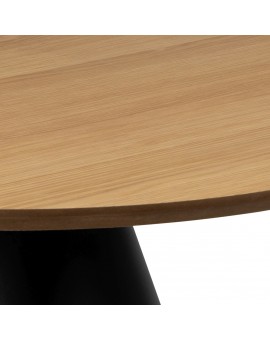 BOSCO Prírodný dub / čierna noha – OKRÚHLY KÁVOVÝ STOLÍK 65 cm, KONFERENČNÝ STOLÍK DO OBÝVAČKY, DYHA