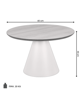 BOSCO Prírodný dub / čierna noha – OKRÚHLY KÁVOVÝ STOLÍK 65 cm, KONFERENČNÝ STOLÍK DO OBÝVAČKY, DYHA