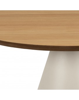 BOSCO Prírodný dub / béžová noha (Kašmír) – OKRÚHLY KÁVOVÝ STOLÍK 65 cm, KONFERENČNÝ STOLÍK DO OBÝVAČKY, DYHA