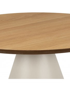 BOSCO Prírodný dub / béžová noha (Kašmír) – OKRÚHLY KÁVOVÝ STOLÍK 65 cm, KONFERENČNÝ STOLÍK DO OBÝVAČKY, DYHA