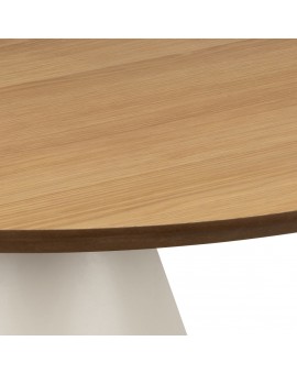 BOSCO Prírodný dub / béžová noha (Kašmír) – OKRÚHLY KÁVOVÝ STOLÍK 65 cm, KONFERENČNÝ STOLÍK DO OBÝVAČKY, DYHA