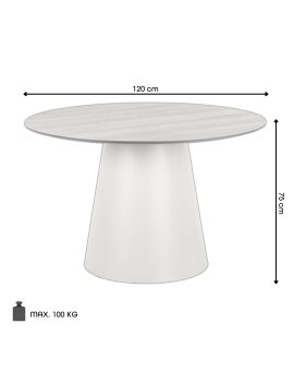 BOSCO Natuurlijke eik / beige poot (Kashmir) – RONDE TAFEL 120 cm VOOR KEUKEN, EETKAMER EN WOONKAMER, FINEER